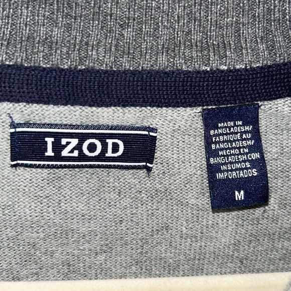 IZOD 1/4 Zip Pullover Grey Sweater Size Medium - Picture 8 of 9
